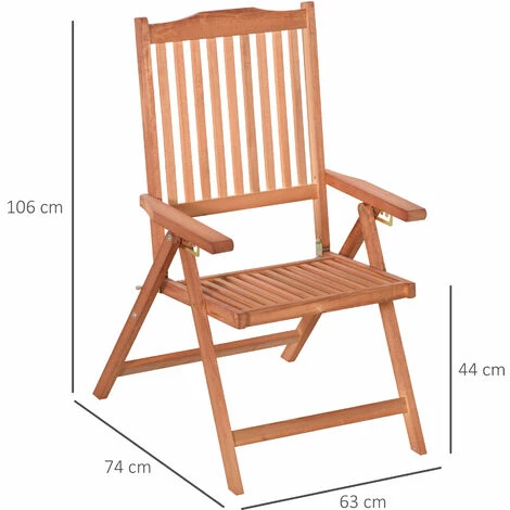 Outsunny 5-Position Acacia Wood Chair Folding Recliner Dining Seat Garden Outsunny 5-Position Acacia Wood Chair Folding Recliner Dining Seat Garden -Outsunny store 10558776 2