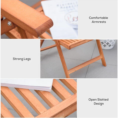 Outsunny 5-Position Acacia Wood Chair Folding Recliner Dining Seat Garden Outsunny 5-Position Acacia Wood Chair Folding Recliner Dining Seat Garden -Outsunny store 10558776 4