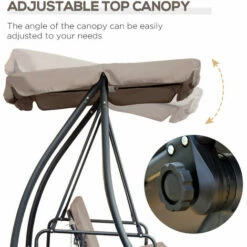 Outsunny 2-in-1 Patio Swing Chair 3 Seater Hammock Cushion Bed Tilt Canopy Beige 5 Outsunny 2-in-1 Patio Swing Chair 3 Seater Hammock Cushion Bed Tilt Canopy Beige -Outsunny store 10658960 4