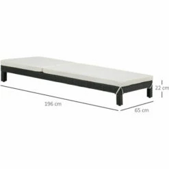 Outsunny Set Of 2 Garden Rattan Wicker Sun Lounger Adjustable Relaxer Black -Outsunny store 11651706 2