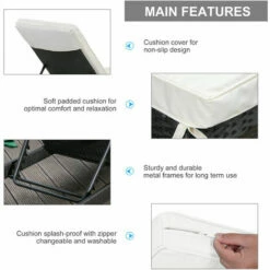 Outsunny Set Of 2 Garden Rattan Wicker Sun Lounger Adjustable Relaxer Black -Outsunny store 11651706 4