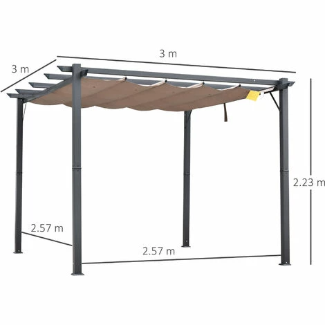 Outsunny 3M X 3M Pergola Gazebo Sun Shade Shelter Aluminium Garden Canopy Outsunny 3M X 3M Pergola Gazebo Sun Shade Shelter Aluminium Garden Canopy -Outsunny store 11678228 2