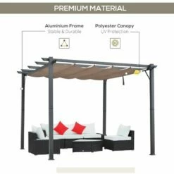 Outsunny 3M X 3M Pergola Gazebo Sun Shade Shelter Aluminium Garden Canopy 5 Outsunny 3M X 3M Pergola Gazebo Sun Shade Shelter Aluminium Garden Canopy -Outsunny store 11678228 4