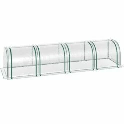Outsunny Tunnel Greenhouse Steel Frame For Garden Backyard W/ Zipper Doors