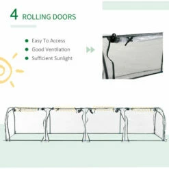 Outsunny Tunnel Greenhouse Steel Frame For Garden Backyard W/ Zipper Doors -Outsunny store 11678367 4
