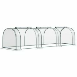 Outsunny Tunnel Greenhouse Steel Frame For Garden Backyard W/ Zipper Doors