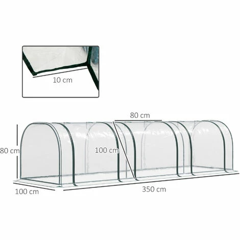Outsunny Tunnel Greenhouse Steel Frame for Garden Backyard w/ Zipper Doors Outsunny Tunnel Greenhouse Steel Frame For Garden Backyard W/ Zipper Doors -Outsunny store 11678372 2