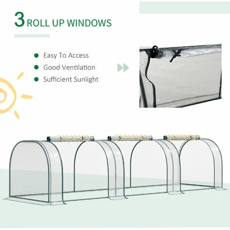 Outsunny Tunnel Greenhouse Steel Frame for Garden Backyard w/ Zipper Doors Outsunny Tunnel Greenhouse Steel Frame For Garden Backyard W/ Zipper Doors -Outsunny store 11678372 4