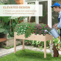Outsunny Raised Wood Garden Bed Planter Vegetables Grow Flower Herbs Box Kit 11 Outsunny Raised Wood Garden Bed Planter Vegetables Grow Flower Herbs Box Kit -Outsunny store 11678375 5