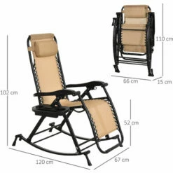 Outsunny Folding Recliner Chair Outdoor Lounge Rocker Zero-Gravity Seat 3 Outsunny Folding Recliner Chair Outdoor Lounge Rocker Zero-Gravity Seat -Outsunny store 11678390 2