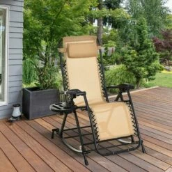Outsunny Folding Recliner Chair Outdoor Lounge Rocker Zero-Gravity Seat 4 Outsunny Folding Recliner Chair Outdoor Lounge Rocker Zero-Gravity Seat -Outsunny store 11678390 3