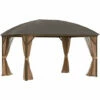 Outsunny 4x3(m) Hardtop Gazebo Aluminium Garden Pavilion W/ Steel Roof Brown -Outsunny store 11678424 1