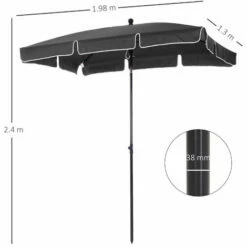 Outsunny Aluminium Sun Umbrella Parasol Patio Rectangular 2M X 1.3M Grey 3 Outsunny Aluminium Sun Umbrella Parasol Patio Rectangular 2M X 1.3M Grey -Outsunny store 11678428 2