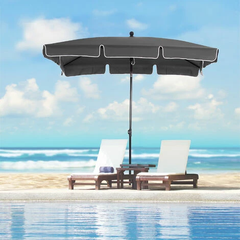 Outsunny Aluminium Sun Umbrella Parasol Patio Rectangular 2M x 1.3M Grey Outsunny Aluminium Sun Umbrella Parasol Patio Rectangular 2M X 1.3M Grey -Outsunny store 11678428 3