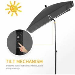 Outsunny Aluminium Sun Umbrella Parasol Patio Rectangular 2M X 1.3M Grey 5 Outsunny Aluminium Sun Umbrella Parasol Patio Rectangular 2M X 1.3M Grey -Outsunny store 11678428 4