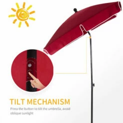 Outsunny Aluminium Sun Umbrella Parasol Patio Rectangular 2M X 1.3M Red -Outsunny store 11678432 4
