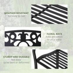 Outsunny Outdoor Patio 2 Seater Garden Bench Park Yard Furniture Porch Chair -Outsunny store 11678511 5