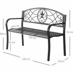 Outsunny Outdoor Patio Garden Bench Scroll Park Furniture Porch Chair Metal -Outsunny store 11678514 2