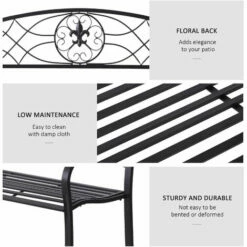 Outsunny Outdoor Patio Garden Bench Scroll Park Furniture Porch Chair Metal -Outsunny store 11678514 5