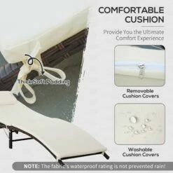 Outsunny Folding Rattan Sun Lounger Outdoor Chair With Cushion And Pillow 6 Outsunny Folding Rattan Sun Lounger Outdoor Chair With Cushion And Pillow -Outsunny store 11678520 5