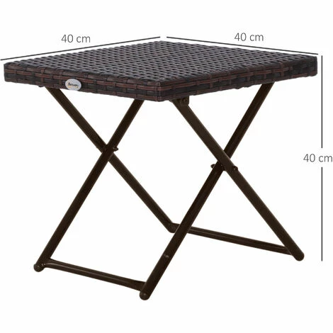 Outsunny Folding Square Rattan Coffee Table w/ Steel Frame Bistro Garden Brown Outsunny Folding Square Rattan Coffee Table W/ Steel Frame Bistro Garden Brown -Outsunny store 11678523 2
