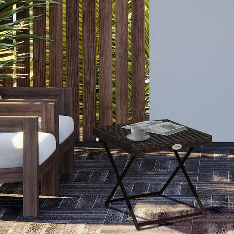 Outsunny Folding Square Rattan Coffee Table w/ Steel Frame Bistro Garden Brown Outsunny Folding Square Rattan Coffee Table W/ Steel Frame Bistro Garden Brown -Outsunny store 11678523 3