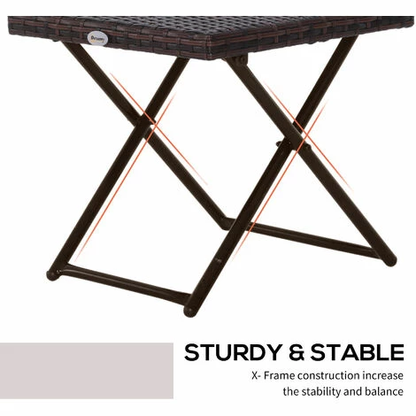 Outsunny Folding Square Rattan Coffee Table w/ Steel Frame Bistro Garden Brown Outsunny Folding Square Rattan Coffee Table W/ Steel Frame Bistro Garden Brown -Outsunny store 11678523 5