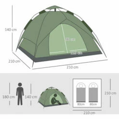 Outsunny 2 Man Pop Up Tent Camping Festival Hiking Family Travel Shelter -Outsunny store 11678534 2