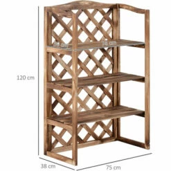 Alternative view of Outsunny 3-Tier Wooden Flower Stand Plant Holder Shelf Display Rack 75x38x120cm