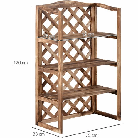 Outsunny 3-Tier Wooden Flower Stand Plant Holder Shelf Display Rack 75x38x120cm 4 Outsunny 3-Tier Wooden Flower Stand Plant Holder Shelf Display Rack 75x38x120cm - Image 2