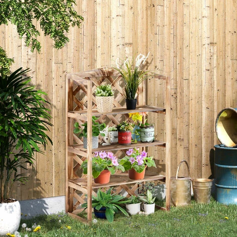 Outsunny 3-Tier Wooden Flower Stand Plant Holder Shelf Display Rack 75x38x120cm 5 Outsunny 3-Tier Wooden Flower Stand Plant Holder Shelf Display Rack 75x38x120cm - Image 3