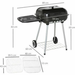Outsunny Portable Charcoal Steel Grill BBQ Outdoor Picnic Camping Backyard W/ 3 Outsunny Portable Charcoal Steel Grill BBQ Outdoor Picnic Camping Backyard W/ -Outsunny store 11678627 2