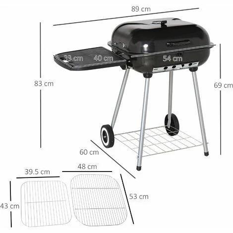Outsunny Portable Charcoal Steel Grill BBQ Outdoor Picnic Camping Backyard w/ Outsunny Portable Charcoal Steel Grill BBQ Outdoor Picnic Camping Backyard W/ -Outsunny store 11678627 2