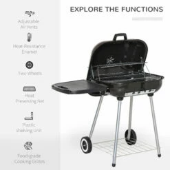 Outsunny Portable Charcoal Steel Grill BBQ Outdoor Picnic Camping Backyard W/ 5 Outsunny Portable Charcoal Steel Grill BBQ Outdoor Picnic Camping Backyard W/ -Outsunny store 11678627 4