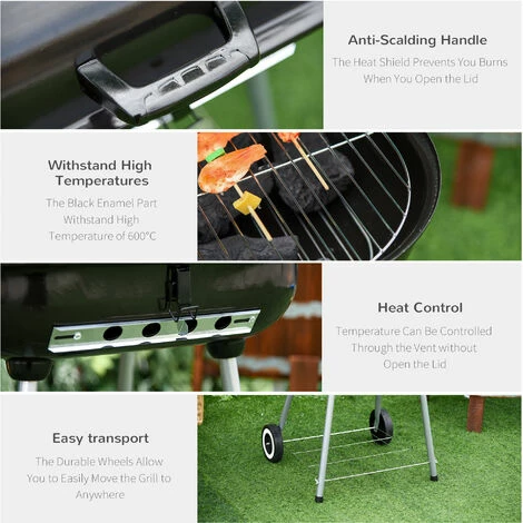 Outsunny Portable Charcoal Steel Grill BBQ Outdoor Picnic Camping Backyard w/ Outsunny Portable Charcoal Steel Grill BBQ Outdoor Picnic Camping Backyard W/ -Outsunny store 11678627 5