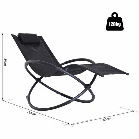 Outsunny Orbital Lounger Zero Gravity Patio Chaise Foldable Rock Chair w/ Pillow Outsunny Orbital Lounger Zero Gravity Patio Chaise Foldable Rock Chair W/ Pillow -Outsunny store 11678633 2