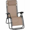 Outsunny Metal Frame Zero Gravity Lounger W/ Head Pillow For Patio Decking Beige -Outsunny store 11678650 1