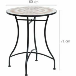 Outsunny Mosaic Table Round Ceramic Bistro Garden Furniture Side Bar Table Patio -Outsunny store 11678686 2