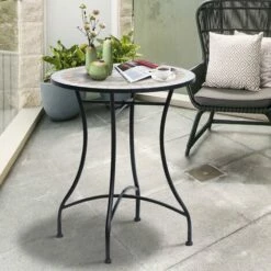 Outsunny Mosaic Table Round Ceramic Bistro Garden Furniture Side Bar Table Patio -Outsunny store 11678686 3