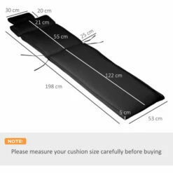 Outsunny Garden Sun Lounger Chair Cushion Reclining Relaxer Indoor Outdoor Black -Outsunny store 11678696 2