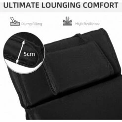 Outsunny Garden Sun Lounger Chair Cushion Reclining Relaxer Indoor Outdoor Black -Outsunny store 11678696 4