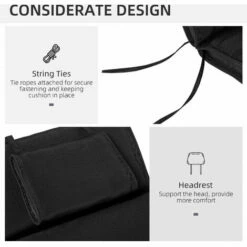 Outsunny Garden Sun Lounger Chair Cushion Reclining Relaxer Indoor Outdoor Black -Outsunny store 11678696 5