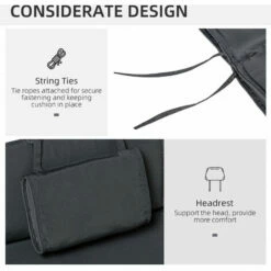 Outsunny Garden Sun Lounger Chair Cushion Reclining Relaxer Indoor Outdoor Grey -Outsunny store 11678700 5