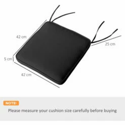 Alternative view of Outsunny Set Of 6 Chair Cushion Seat Pads Dining Chair W/ Straps Outdoor Black