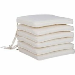 Outsunny Set Of 6 Chair Cushion Seat Pads Dining Chair W/ Straps Indoor Outdoor