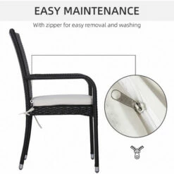 Outsunny Set Of 6 Chair Cushion Seat Pads Dining Chair W/ Straps Indoor Outdoor -Outsunny store 11678706 5