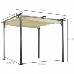 Outsunny 3x3m Outdoor Pergola Metal Gazebo Porch Awning Retractable Canopy 3 Outsunny 3x3m Outdoor Pergola Metal Gazebo Porch Awning Retractable Canopy -Outsunny store 11678722 2