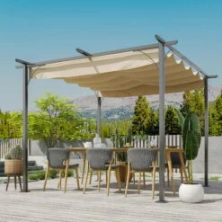 Outsunny 3x3m Outdoor Pergola Metal Gazebo Porch Awning Retractable Canopy 4 Outsunny 3x3m Outdoor Pergola Metal Gazebo Porch Awning Retractable Canopy -Outsunny store 11678722 3