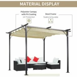 Outsunny 3x3m Outdoor Pergola Metal Gazebo Porch Awning Retractable Canopy 5 Outsunny 3x3m Outdoor Pergola Metal Gazebo Porch Awning Retractable Canopy -Outsunny store 11678722 4
