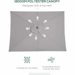 Outsunny Wooden Patio Umbrella Market Parasol Outdoor Sunshade 6 Ribs Grey -Outsunny store 11678736 5